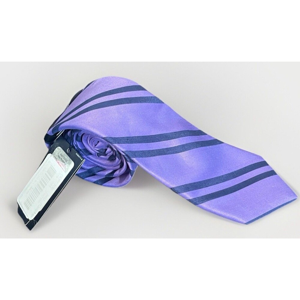 Cremieux Lavender Navy Diagonal Stripe Silk Blend Tie Easter Spring Wedding NWT